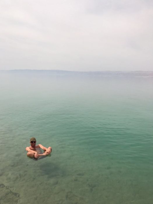 Aaron floating around the Dead Sea