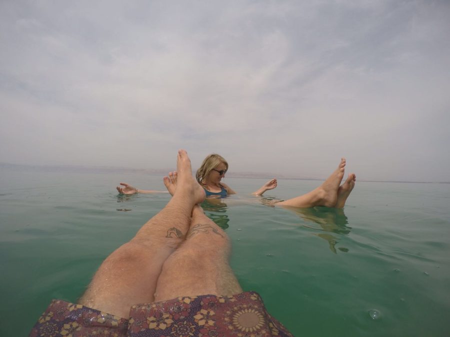 Floating in the Dead Sea. It's impossible to sink.