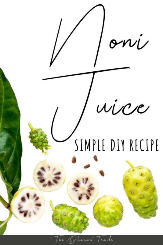 noni fruit with text overlay noni juice simple DIY recipe