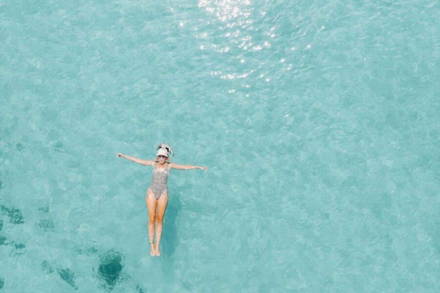 floating in the caribbean sea