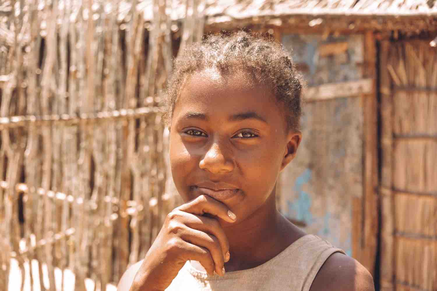 Madagascan girl on beach village