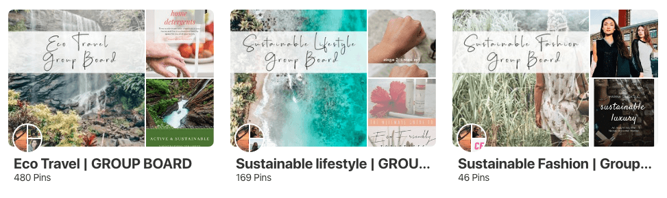 Pinterest Sustainable and Eco Group boards