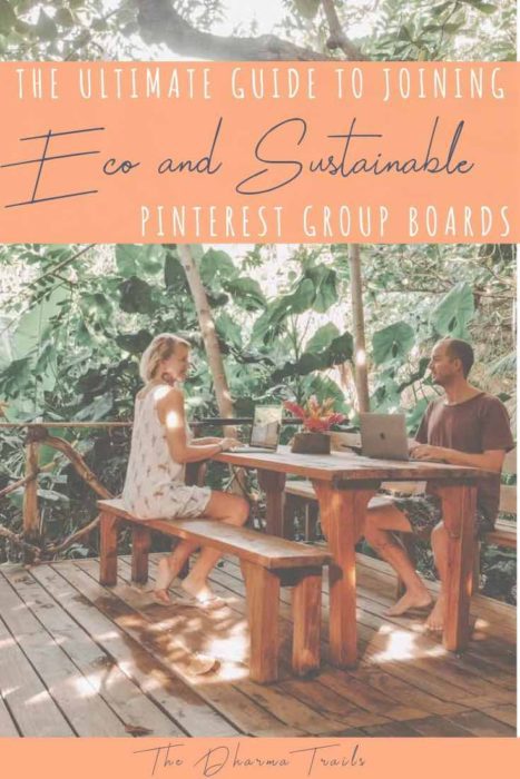couple working on laptops in the jungle | the ultimate guide to joining sustainable and eco pinterest group boards