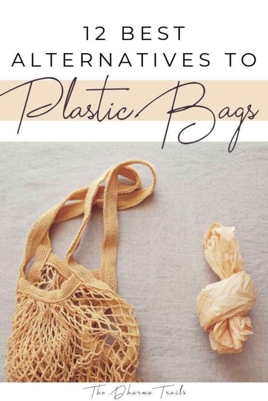 plastic bag and cotton tote with text overlay 12 best alternatives to plastic bags