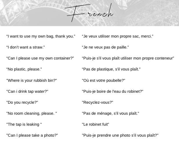 french eco travel phrases translated