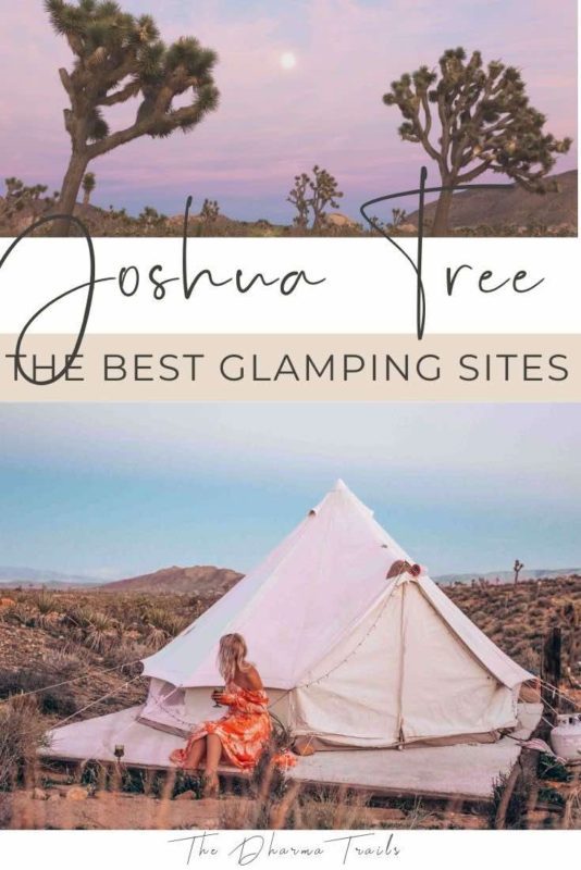 joshua tree glamping yurt with text overlay