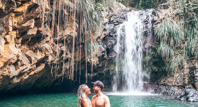 couple at annadale falls in grenada eco travel guide