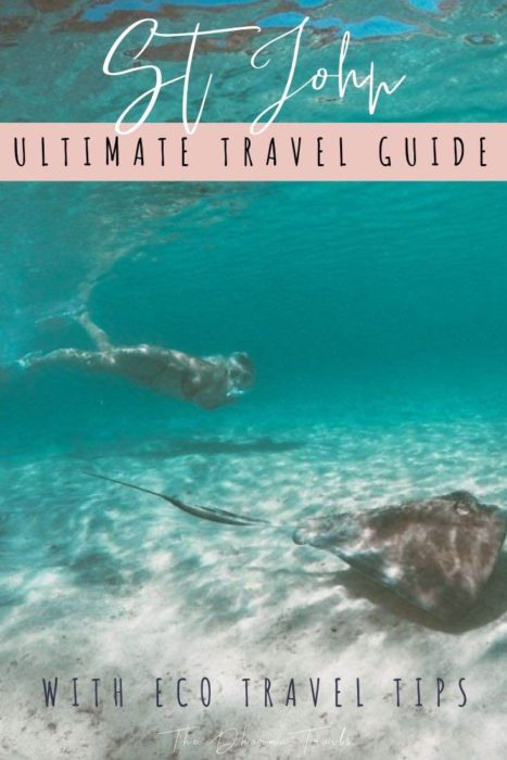 swimming with stingray text overlay things do it st John ultimate travel guide with eco tips