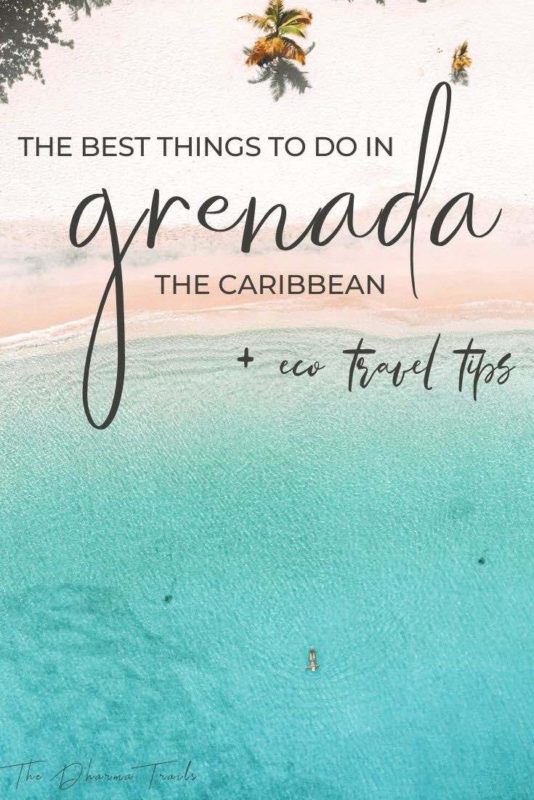 grand anse beach with text overlay the best things to do in grenada the caribbean and eco travel tips