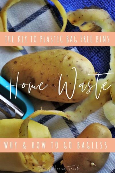potato food waste with text overlay plastic bag free bins