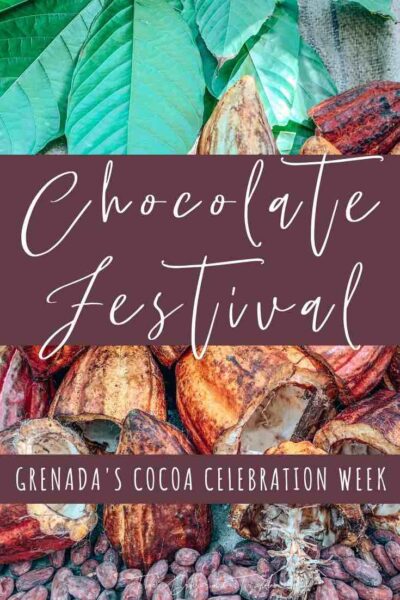 cocoa plants with text overlay chocolate festival Grenada