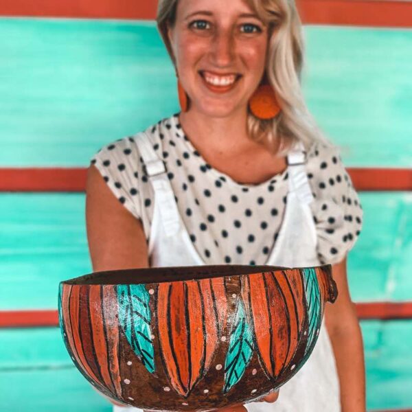 reusable hand painted calabash bowl