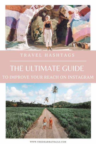 couple travel photographs with text overlay travel hashtag ultimate guide