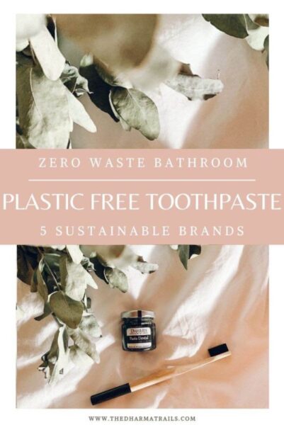 zero waste toothpaste with text overlay plastic free toothpaste 5 sustainable brands