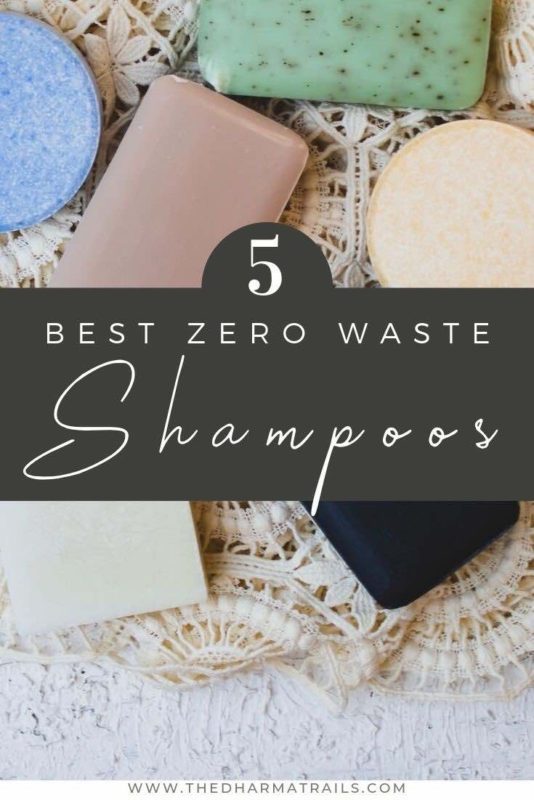 Zero waste shampoo on display with text overlay 5 Best Zero Waste Shampoos