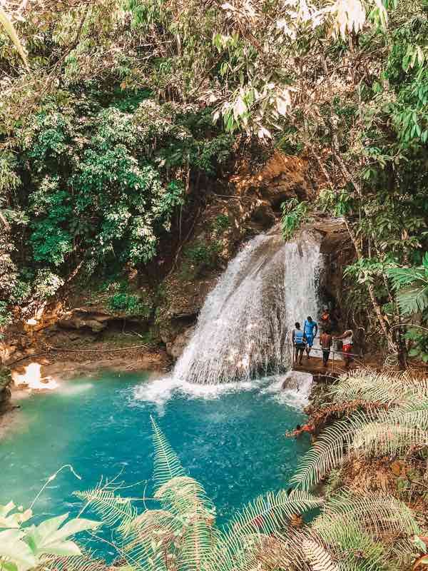 blue hole waterfall in Jamaica