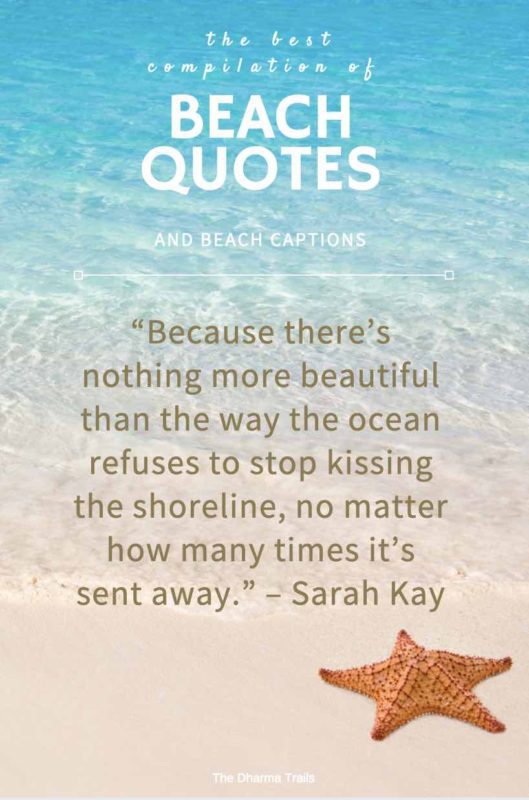 Beach with text overlay of beach quote 