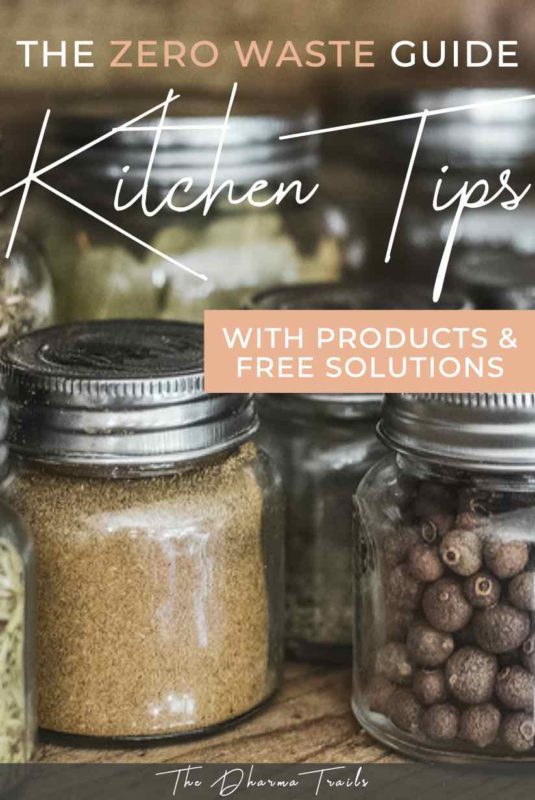 Reusable jars with text overlay the zero waste guide kitchen tips