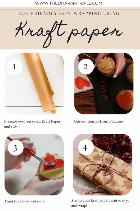 eco friendly gift wrapping using kraft paper infograph