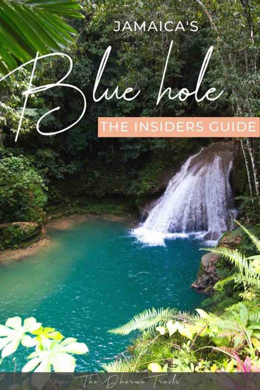 blue hole waterfall with text overlay the insiders guide 