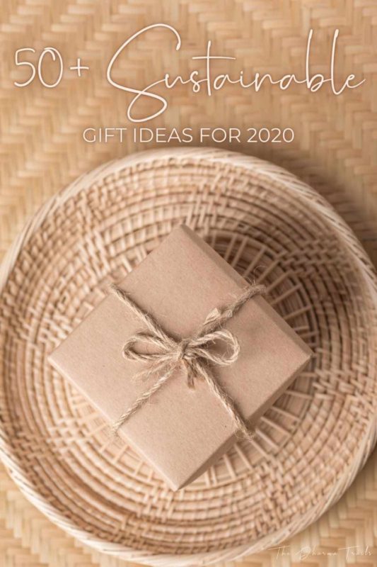 eco present with text overlay 50+ eco friendly gift ideas for 2020