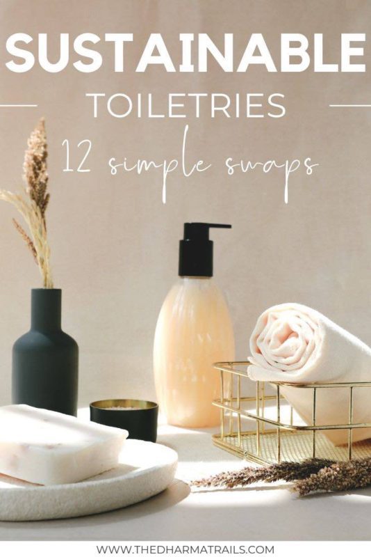 sustainable toiletries with text overlay 12 simple swaps