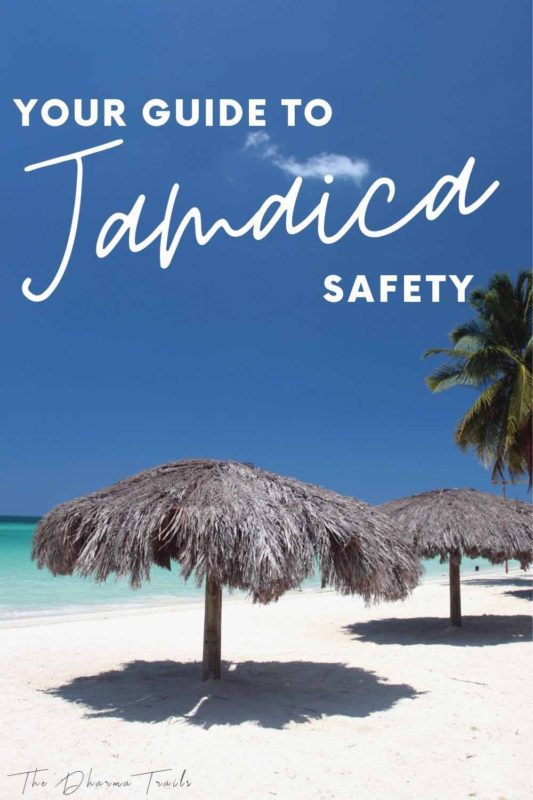 jamaica beach with text overlay your guide to jamaica safety