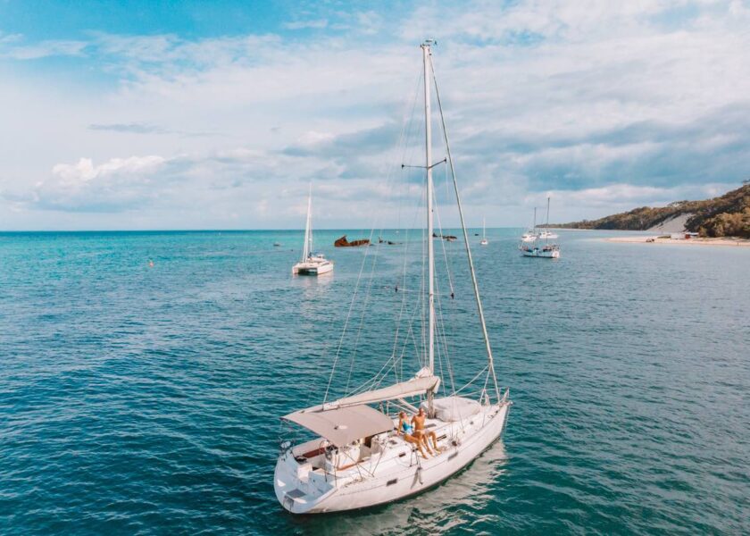 Sailing off moreton island in australia