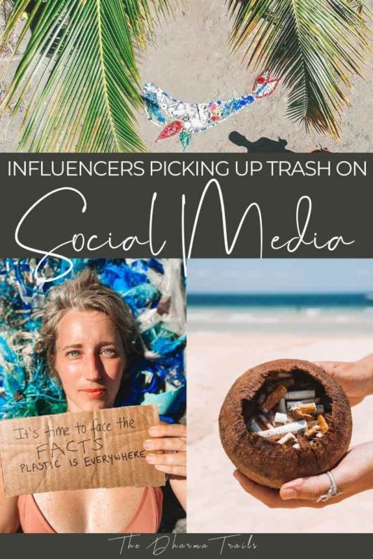 plastic trash on the beach influencers picking up trash on social media