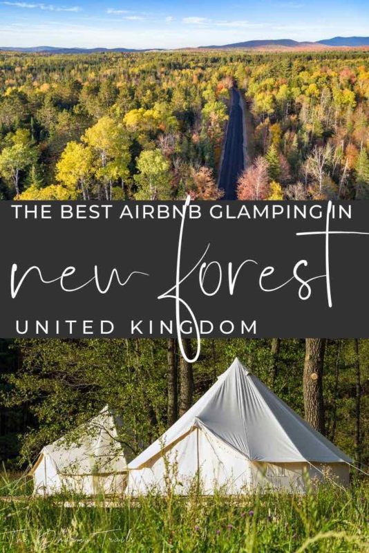 glamping bell tents in the forest with text overlay the best airbnb glamping new forest united kingdom