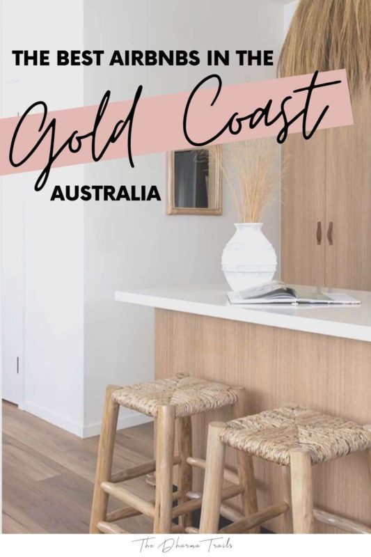 aesthetic apartment with text overlay the best airbnbs in the gold coast australia