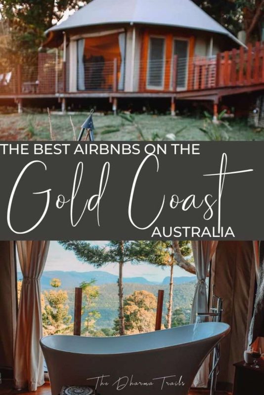 glamping tent in the gold coast hinterland with text overlay The best airbnbs on the gold coast australia