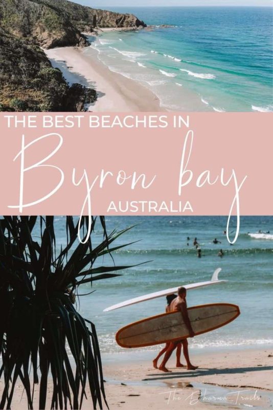 the pass with text overlay the best byron bay beaches australia