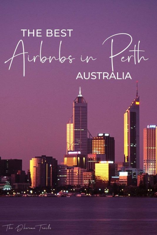 perth skyline with text overlay The best airbnbs in Perth Australia