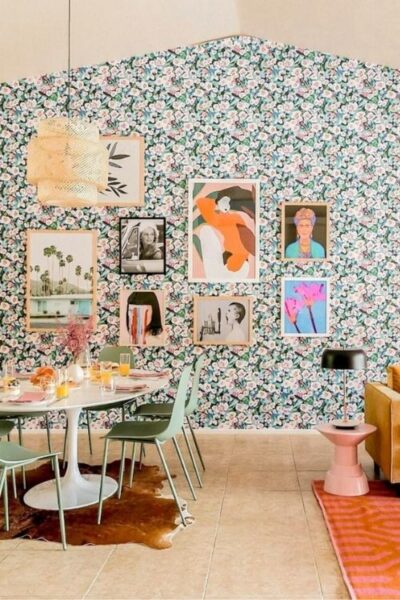 floral wallpaper in funky styled home