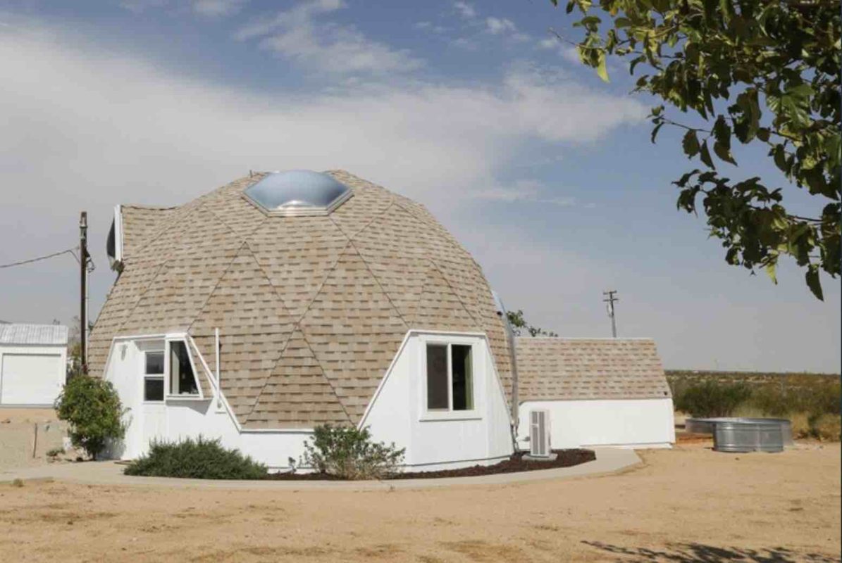 Geodesic dome in the desert joshua tree