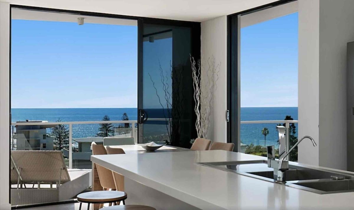 modern penthouse with views out to Rainbow Bay