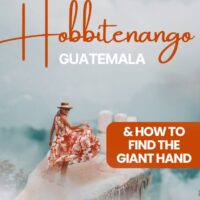 giant hand hobbitenango surrounded by clouds and mist, with text overlay how to find the giant hand