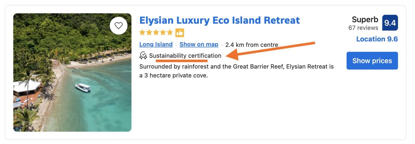 eco resort booking.com filter